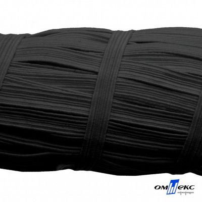 Резиновые нити с текстильным покрытием, шир. 6 мм (55 м/уп), цв.-черный - купить в Новокуйбышевске. Цена: 210.75 руб.