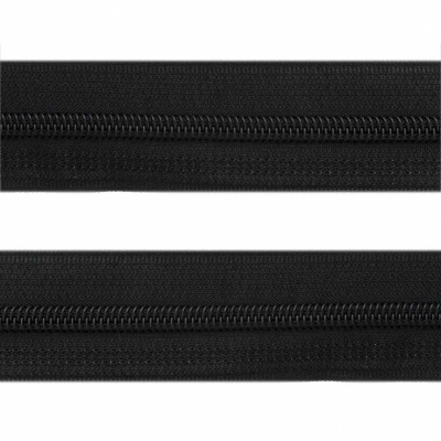 Рулонная молния с покрытием PVC спираль тип 3 (упак.270м) -черная с полосой СВО - купить в Новокуйбышевске. Цена: 12.74 руб.