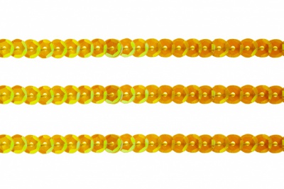 Пайетки "ОмТекс" на нитях, CREAM, 6 мм С / упак.73+/-1м, цв. 92 - золото - купить в Новокуйбышевске. Цена: 484.77 руб.