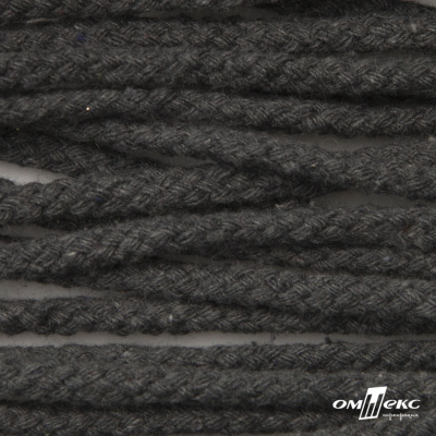 Шнур плетеный d-6 мм круглый, 70% хлопок 30% полиэстер, уп.90+/-1 м, цв.1088-т.серый - купить в Новокуйбышевске. Цена: 594 руб.