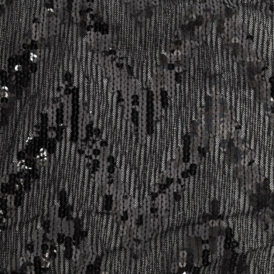 Трикотажное полотно с пайетками, шир.130 см, #311-бахрома чёрная - купить в Новокуйбышевске. Цена 1 183.35 руб.