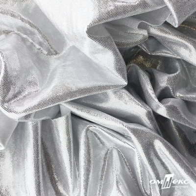 Трикотажное полотно голограмма, шир.140 см, #602 -белый/серебро - купить в Новокуйбышевске. Цена 385.88 руб.