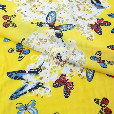 Плательная ткань "Софи" 7.2, 75 гр/м2, шир.150 см, принт бабочки - купить в Новокуйбышевске. Цена 241.49 руб.