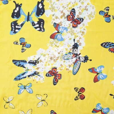 Плательная ткань "Софи" 7.2, 75 гр/м2, шир.150 см, принт бабочки - купить в Новокуйбышевске. Цена 241.49 руб.