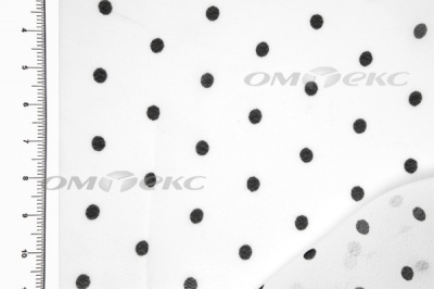 Шифон Горох 100D, 85 гр/м2, шир.150см, цвет белый/чёрн.горох - купить в Новокуйбышевске. Цена 186.23 руб.