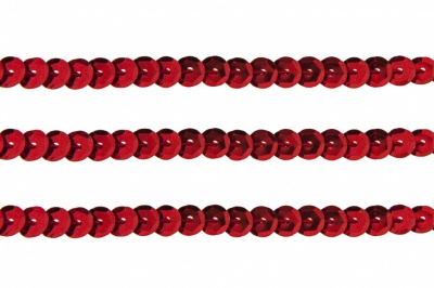 Пайетки "ОмТекс" на нитях, SILVER-BASE, 6 мм С / упак.73+/-1м, цв. 3 - красный - купить в Новокуйбышевске. Цена: 468.37 руб.
