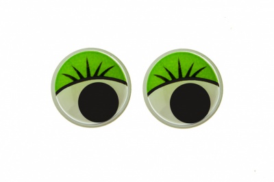 Глазки для игрушек, круглые, с бегающими зрачками, 15 мм/упак.50+/-2 шт, цв. -зеленый - купить в Новокуйбышевске. Цена: 113.01 руб.