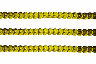 Пайетки "ОмТекс" на нитях, SILVER-BASE, 6 мм С / упак.73+/-1м, цв. 7 - св.золото - купить в Новокуйбышевске. Цена: 468.37 руб.