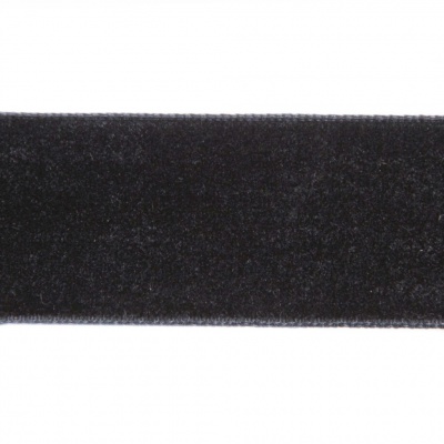 Лента бархатная нейлон, шир.25 мм, (упак. 45,7м), цв.03-черный - купить в Новокуйбышевске. Цена: 800.84 руб.
