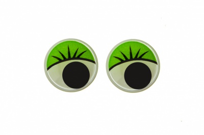 Глазки для игрушек, круглые, с бегающими зрачками, 12 мм/упак.50+/-2 шт, цв. -зеленый - купить в Новокуйбышевске. Цена: 95.04 руб.