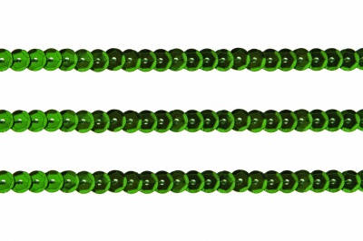 Пайетки "ОмТекс" на нитях, SILVER-BASE, 6 мм С / упак.73+/-1м, цв. 4 - зеленый - купить в Новокуйбышевске. Цена: 484.77 руб.