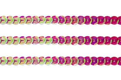 Пайетки "ОмТекс" на нитях, CREAM, 6 мм С / упак.73+/-1м, цв. 89 - розовый - купить в Новокуйбышевске. Цена: 468.37 руб.