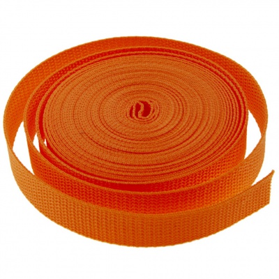 Стропа текстильная, шир. 25 мм (в нам. 50+/-1 ярд), цвет оранжевый - купить в Новокуйбышевске. Цена: 409.94 руб.