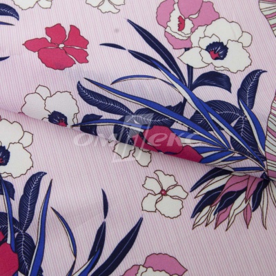 Плательная ткань "Фламенко" 18.1, 80 гр/м2, шир.150 см, принт растительный - купить в Новокуйбышевске. Цена 239.03 руб.